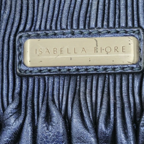 Isabella Fiore Tassel Metallic Blue Handbag 13in - Picture 8 of 9